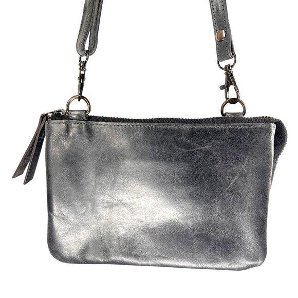 Carbon 2 Cobalt Black Leather Crossbody Purse Adjustable Strap Zipper Closure - Picture 5 of 10